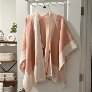 SHEIN Pink and White Poncho